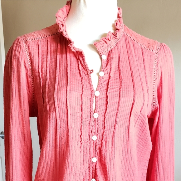 Faherty Pink Ruffle Blouse - Picture 6 of 11